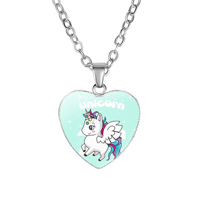 

Unicorn Necklace Pegasus Heart Shape Charm Alloy Pendant for Girls Women Birthday Party Gifts