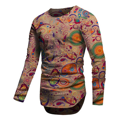 

Men T-Shirts Long Sleeve Slim Tattoo Printing Shirt O-Neck Undershirt Tops