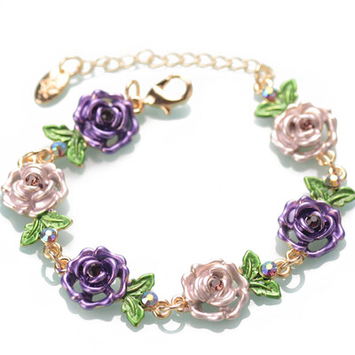 

Retro Cloisonne National Style Bracelet Women Alloy Jewelry Oversized Hand Cord Hot Gift