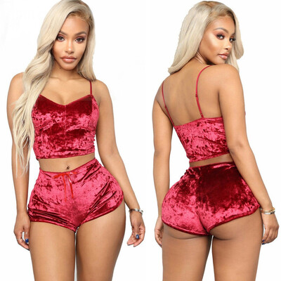 

Gobestart New Women Sexy Lingerie Velvet Camisole Bow Shorts Set Plus Size Bra Underwear