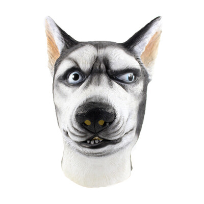 

YIWULASiberian Husky Mask Wolf Dog Latex Animal Fancy Dress Canine Halloween Masks