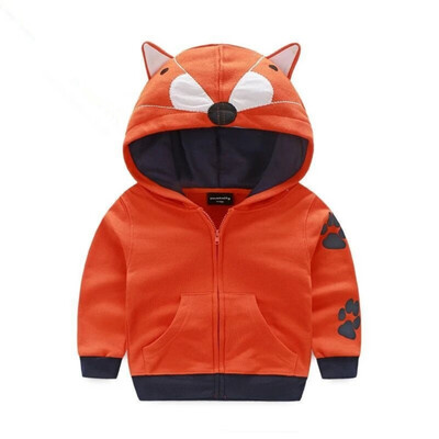 

Autumn Childrens Outwear Jacket Boys Clothes Cartoon Tiger Hat Zip Shirt Cute Coats