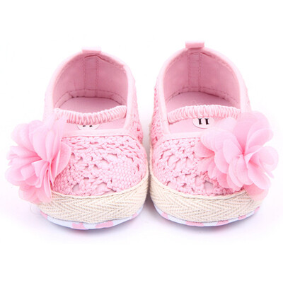 

Baby Girls Kids Cotton Floral First Walker Infant PinkWhite Anti-Slip Soft Sole Shoes