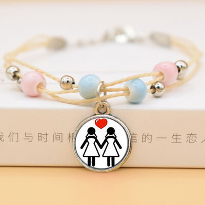 

Smile Face Bead Unicorn Gay Pride Rainbow Ceramics Pendent Bracelet Jewelry