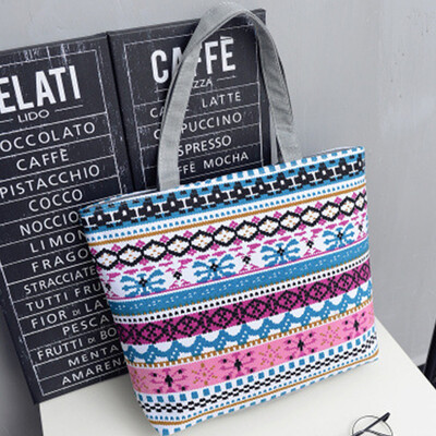 

Summer Striped Prints Bag National Style Large Capacity Shoulder Crossbody Bags Women Girls Casual Handbag bolsa feminina 2019