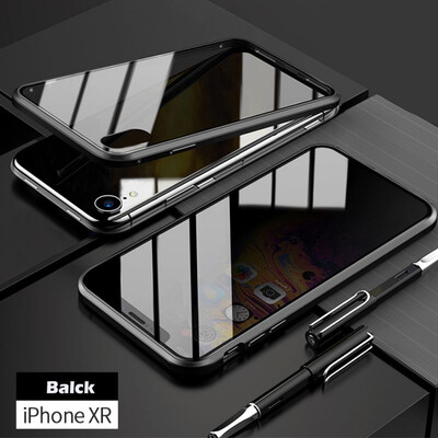 

Case for iPhone XRPrivacy Magnetic Anti-Peeping Front&Back Tempered Glass Full Screen Coverage Support Wireless Charging