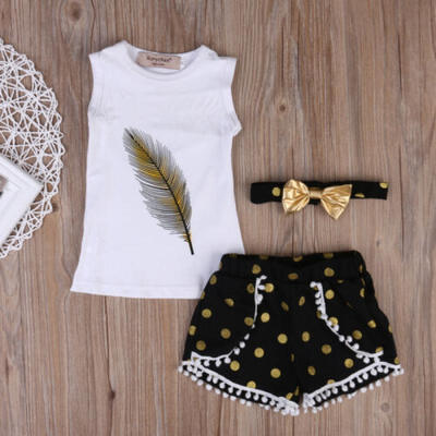 

USA Toddler Kids Baby Girl Summer Tops T-shirt Denim Shorts 3Pcs Outfits Clothes