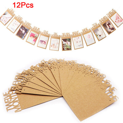 

12Pcs Kids Baby Album Photo Banner Hanging Flag Birthday Home Party Decoration