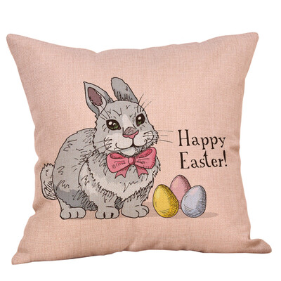 

〖Follure〗Easter Cotton Square Rabbit Throw Pillow Case Waist Cushion Cover Home Decor A