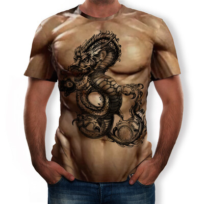 

Fashion Mens Casual Fitness Muscles Print Round Neck Short Sleeve T-shirt Tops