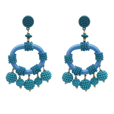 

Fashion Bohemian Round Beads Dangle Big Earrings for Women Ethnic Statement Round Drop Earrings Jewelry
