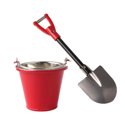

110 RC Car Metal Red Decorative Large Bucket And Shovel For Electric Rock Crawlers
