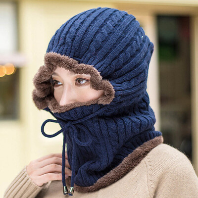 

Winter Men Women Warm Ski Beanie Cap Knit Wool Thick Snow Hat Skull Scarf Balaclava 2 In 1