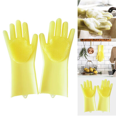 

Gobestart Magic Reusable Silicone Gloves Cleaning Brush Scrubber Gloves Heat Resistant