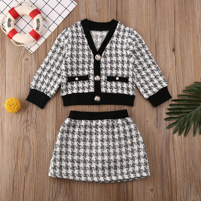 

Toddler Kids Baby GIrls Autumn Winter Outfits Weaving TopsSkirt Clothes Set