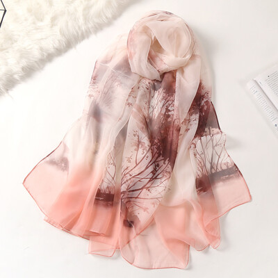 

Gobestart Fashion Women Flower Print Long Soft Wrap Scarf Simulation Silk Shawl Scarves