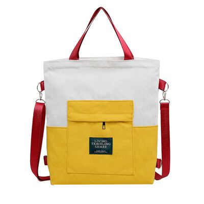 

Fashion Women Dual Color Large Canvas Crossbody Shoulder Shopping Bag Handbag