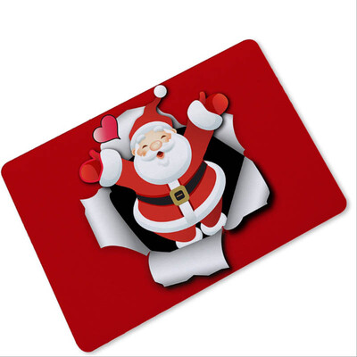 

Merry Christmas Santa Claus Rubber Restaurant Carpet Furry Soft 3D Print Santa Rectangular Floor Mat Bathroom Bedroom Home Mat