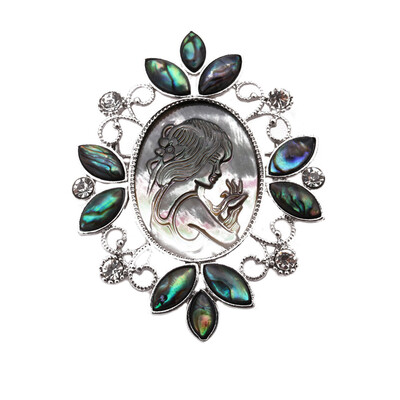 

Alloy Natural Shell Beautiful Lady Brooches Figures Wedding Party Banquet Brooch