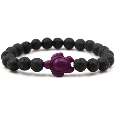 

8Mm Black Lava Stone Beads Bracelet Turquoise Sea Turtle Bracelet Beach Jewelry For Men Women Yoga Energy Friendship Bracelet