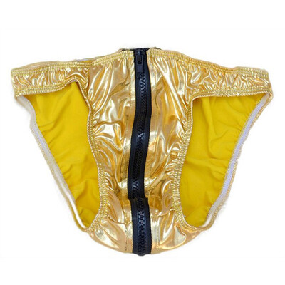 

Mens Low Waist Zipper Underwear Bulge Elastic Sexy Triangle Briefs Thongs Sissy