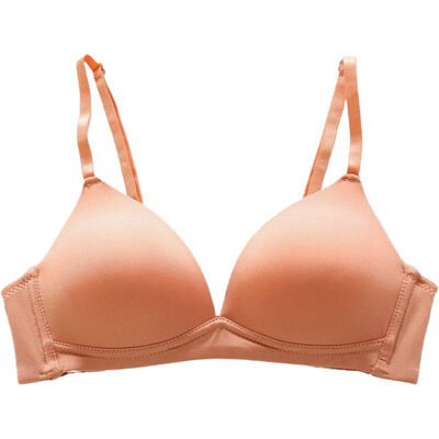 

Women Gathered Bra Ladies Simple 34 Cup Solid Color Deep V-neck Rimless Underwear Bra For Women