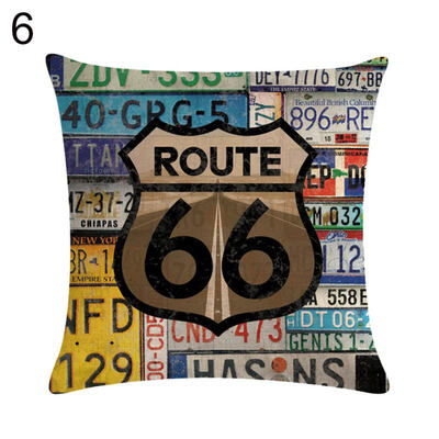 

Vintage Route 66 Linen Pillow Case Soft Cushion Cover Sofa Home Office Decor