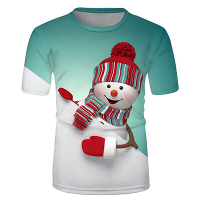 

Toponeto Couples 3-D Printed Christmas Short-sleeved Top Fashion Printed Short Sleeves