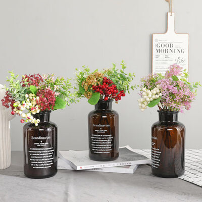 

Artificial Flowers Berries Hybrid Bouquet for Wedding Home Party Decoration Plastic Fake Flowers Fall Decoration
