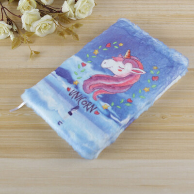 

Cute Unicorn Fluffy Plush Notebook Girls Boys Plush A5 Notebook Diary 80 Pages