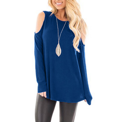 

Tailored Women Casual Backless O-Neck Solid Long Sleeve Loose T-Shirt Top Blouses