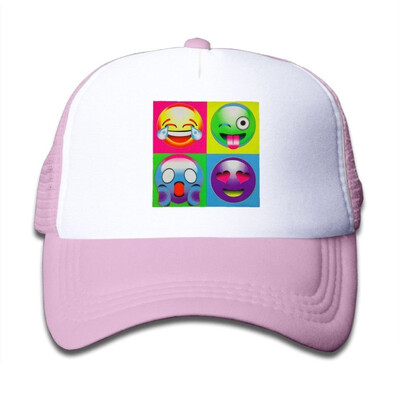 

Block Print Emoji Faces Snapback Hat Adjustable Mesh Cap For Little Kid