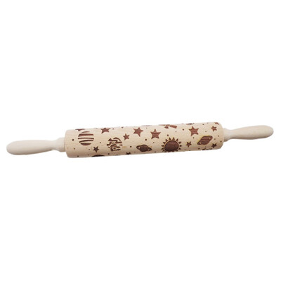

Christmas Rolling Pin Wooden Christmas Engraved Carved Embossing Rolling Pin Dough Stick Baking Kitchen Pastry Tool