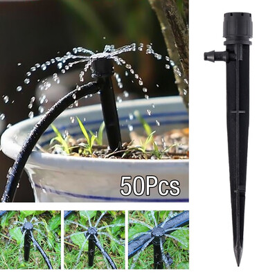 

50pcs Adjustable Water Flow Irrigation Drippers on Stake Emitter Drip System Garden Watering