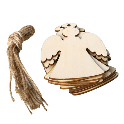 

10PcsSet Christmas Hanging Ornaments Wooden Slices Crafts Pendant With Burlap Rope For Home Xmas Tree Bar Shop Decor Decoracion