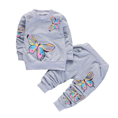 

Spring Girl Clothes Set Cartoon Butterfly SweaterShirt Pants Fashion Baby Girl Clothes Set Children Clothing 2019 New