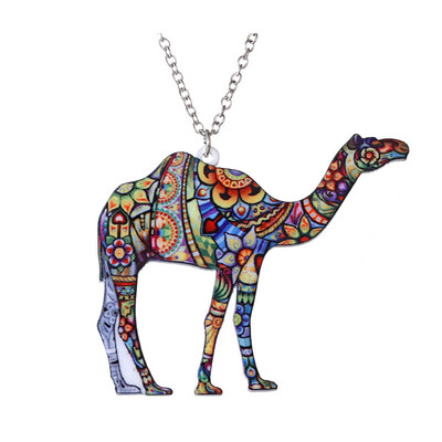 

NecklaceAcrylic Animal Necklace Pet Cat Giraffe Pig Horse Dog Camel Necklace Women Bohemia Pendant Ethnic Long Necklaces Jewelry
