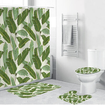 

〖Follure〗4PCS Non Slip Toilet Polyester Cover Mat Set Bathroom Shower Curtain