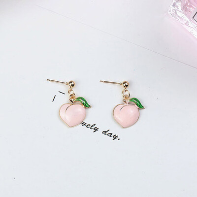

New Ear Clip Ear Stud Fruit Series Dangle Statement Peach Earrings Jewelry Decor