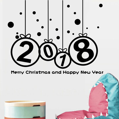 

Gobestart New Year 2018 Merry Christmas Wall Sticker Home Shop Windows Decals Decor