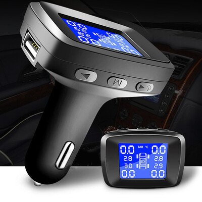 

DC 5V Black Tire Pressure Monitor ABS Sensor Cigarette Lighter USB Output Set