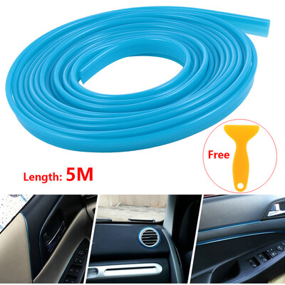 

16ft Blue Car Interior Door Gap Panel Edge Line Molding Trim Strip Insert Decor