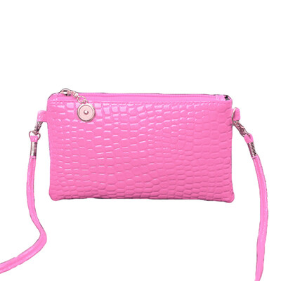 

Crocodiles Pattern Solid Color Faux Leather Lady Crossbody Sling Bag Phone Holder