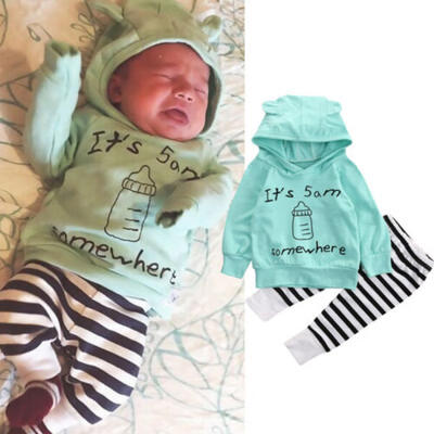 

Newborn Baby Boy Girl Clothes Coat Hoodie TopsPant Leggings 2pcs Outfits Set
