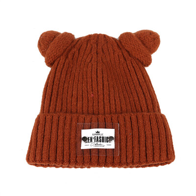 

Hat ladies fallwinter cute Joker wool hat Korea ins letter stickers cold hat students warm knit hat