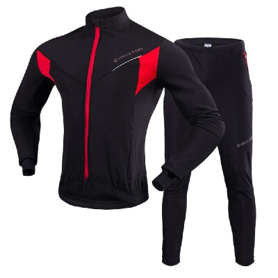 

TOMSHOO Men Cycling Clothing Set Outdoor Sports Winter Warm Thermal Fleece Long Sleeve Bike Jacket Pants Bicycle Suit