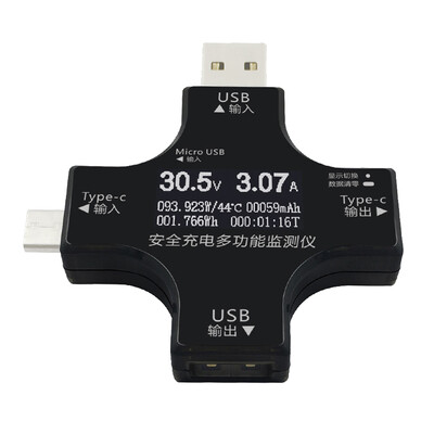 

2 in 1 Multifunctional Type-c USB Safety Tester PD Power Tester Voltmeter Ammeter Capacity Power Detector Support