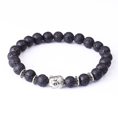 

Gemstone Beads Buddha Head Thick Lava Rock Handmade Bracelet Gift