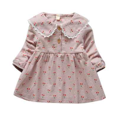 

Children Clothing Winter Kids Dresses For Girls Long Sleeve Lovely Baby Dress Flower Print Princess Dresses