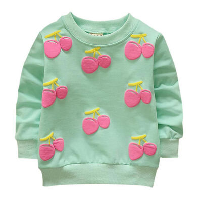 

New Baby cotton Tops autumn Winter Small children round necked strawberry hedging Kids long sleeves hot sale